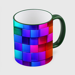 Кружка 3D Color geometrics pattern Vanguard, цвет: 3D-зеленый кант