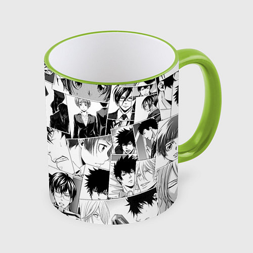 Кружка цветная Psycho Pass pattern / 3D-Светло-зеленый кант – фото 1
