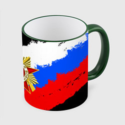 Кружка 3D 9 МАЯ ДЕНЬ ПОБЕДЫ ФЛАГ РОССИИ КРАСКОЙ, цвет: 3D-зеленый кант