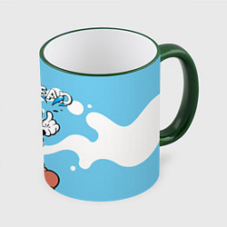 Кружка 3D Cuphead синяя чашечка, цвет: 3D-зеленый кант
