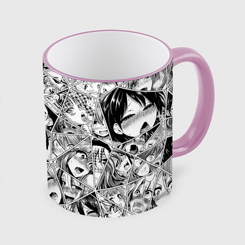 Кружка цветная Manga Ahegao 2 0 / 3D-Розовый кант – фото 1