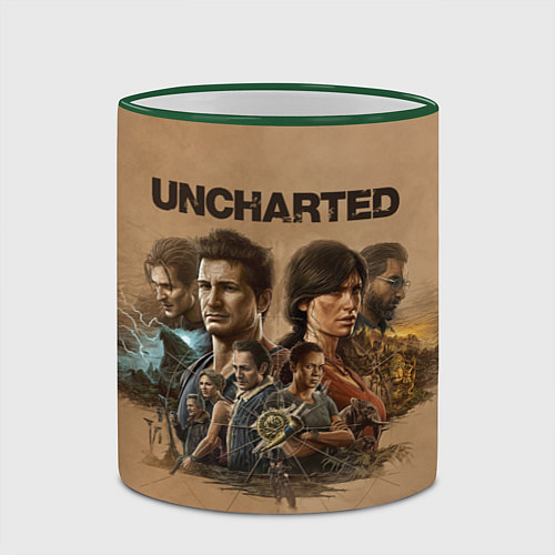 Кружка цветная Uncharted Анчартед / 3D-Зеленый кант – фото 2