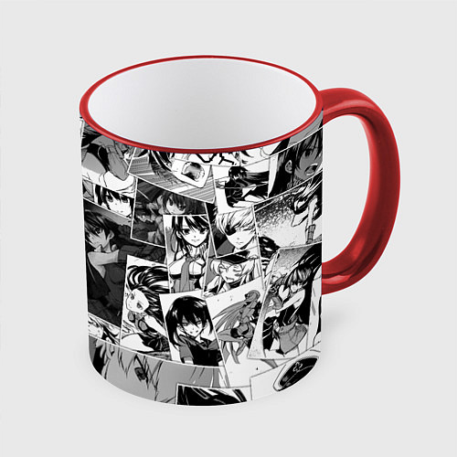 Кружка цветная Убийца Акамэ pattern / 3D-Красный кант – фото 1