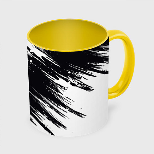Кружка цветная БЕЛАЯ КРАСКА БРЫЗГИ / 3D-Белый + желтый – фото 1