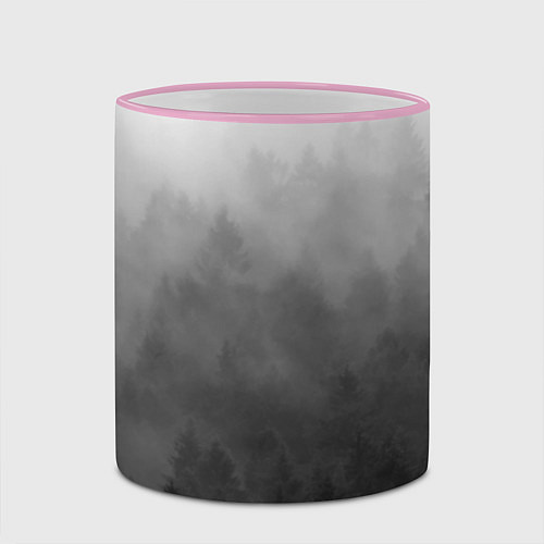 Кружка цветная Темный лес - туман / 3D-Розовый кант – фото 2