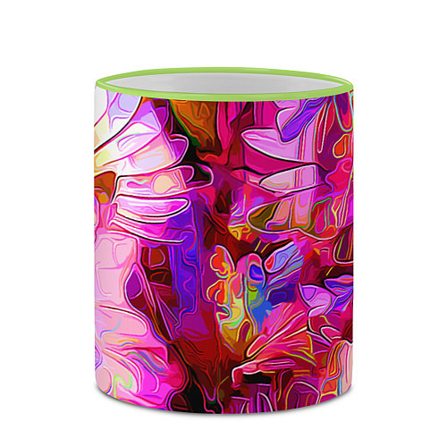 Кружка цветная Красочный цветочный паттерн Floral pattern / 3D-Светло-зеленый кант – фото 2