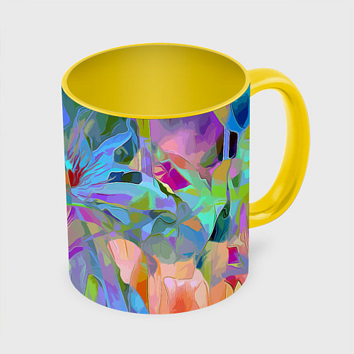 Кружка цветная Abstract color pattern Summer 2022 / 3D-Белый + желтый – фото 1