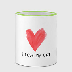Кружка 3D Я люблю свою кошкукота, цвет: 3D-светло-зеленый кант — фото 2