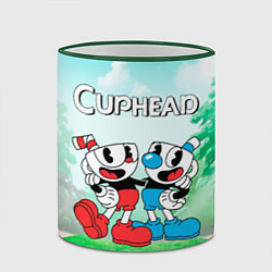 Кружка 3D Cuphead Красная и синяя чашечка, цвет: 3D-зеленый кант — фото 2