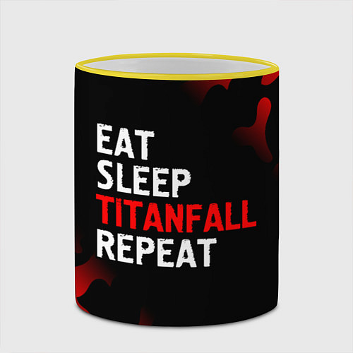 Кружка цветная Eat Sleep Titanfall Repeat Милитари / 3D-Желтый кант – фото 2