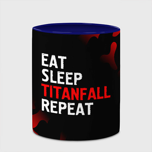 Кружка цветная Eat Sleep Titanfall Repeat Милитари / 3D-Белый + синий – фото 2