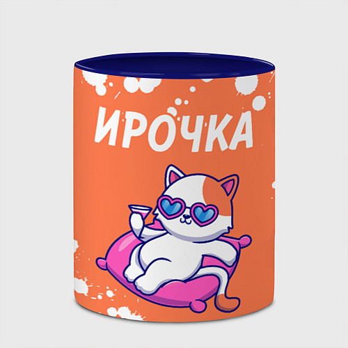 Кружка цветная Ирочка КОШЕЧКА Краска / 3D-Белый + синий – фото 2
