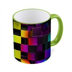 Кружка 3D Colored Geometric 3D pattern, цвет: 3D-светло-зеленый кант