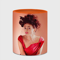Кружка 3D Актриса Хелена Бонэм Картер, цвет: 3D-белый + оранжевый — фото 2