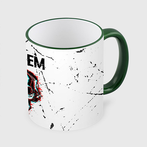 Кружка цветная Eminem ЧЕРЕП Потертости / 3D-Зеленый кант – фото 1