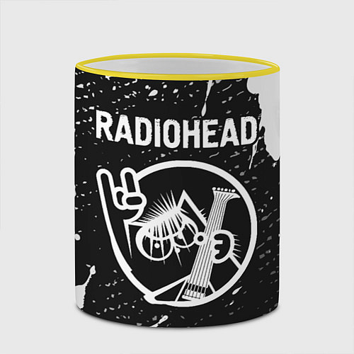 Кружка цветная Radiohead КОТ Краска / 3D-Желтый кант – фото 2