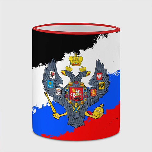 Кружка цветная Россия - имперский герб / 3D-Красный кант – фото 2