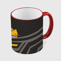 Кружка 3D Котик лежит на ноутбуке, цвет: 3D-красный кант