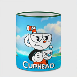 Кружка 3D Cuphead сердитая чашечка, цвет: 3D-зеленый кант — фото 2