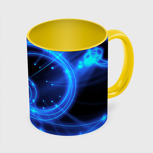 Кружка цветная Неоновый космос Neon space / 3D-Белый + желтый – фото 1