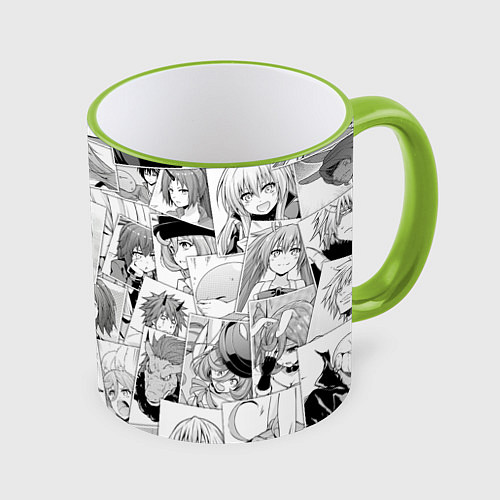 Кружка цветная О моём происхождении в слизь pattern / 3D-Светло-зеленый кант – фото 1