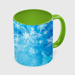 Кружка цветная Новогодние снежинки
