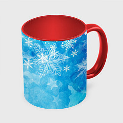 Кружка цветная Новогодние снежинки