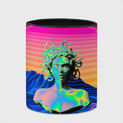 Кружка 3D Gorgon Medusa Vaporwave Neon Mountains, цвет: 3D-белый + черный — фото 2