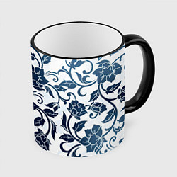 Кружка цветная Гжелевые цветы