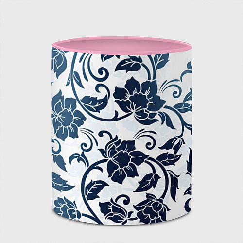 Кружка цветная Гжелевые цветы / 3D-Белый + розовый – фото 2