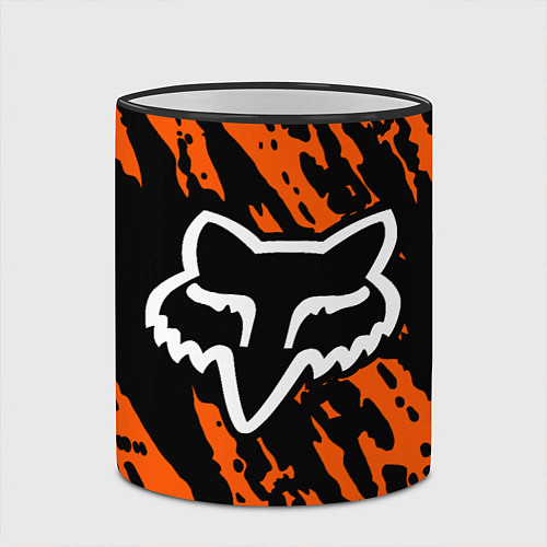 Кружка цветная FOX MOTOCROSS ORANGE / 3D-Черный кант – фото 2