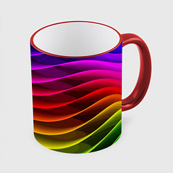 Кружка 3D Color line neon pattern Abstraction Summer 2023, цвет: 3D-красный кант