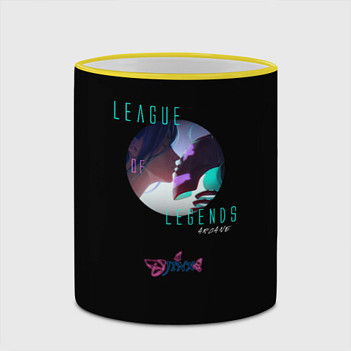 Кружка цветная Arcane: League of Legends Джинкс / 3D-Желтый кант – фото 2