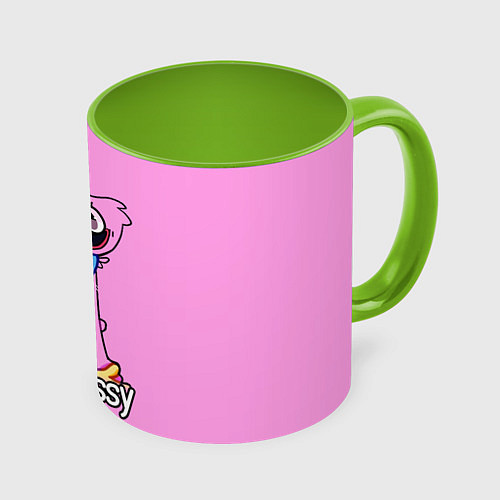 Кружка цветная POPPY PLAYTIME - КИССИ МИССИ МАШЕТ РУКОЙ / 3D-Белый + светло-зеленый – фото 1