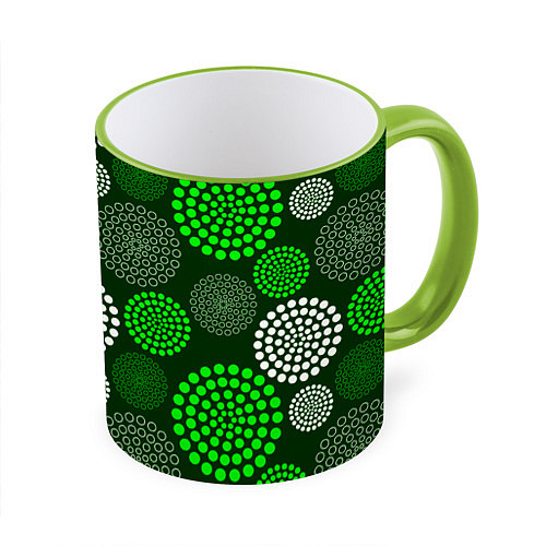 Кружка цветная ТЕКСТУРНЫЕ МОЛЕКУЛЫ / 3D-Светло-зеленый кант – фото 1