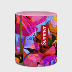 Кружка 3D Красочный летний цветочный паттерн Summer color pa, цвет: 3D-белый + розовый — фото 2