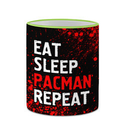 Кружка 3D Eat Sleep Pacman Repeat Арт, цвет: 3D-светло-зеленый кант — фото 2