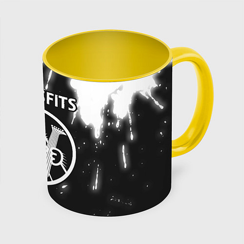 Кружка цветная The Misfits КОТ Краска / 3D-Белый + желтый – фото 1