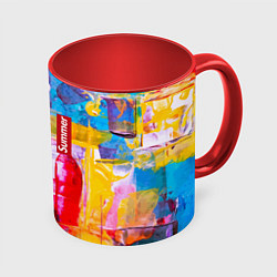 Кружка 3D Импрессионизм Лето Абстракция Impressionism Summer, цвет: 3D-белый + красный