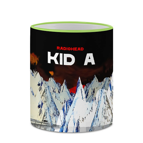 Кружка цветная Kid A - Radiohead / 3D-Светло-зеленый кант – фото 2
