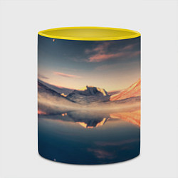 Кружка 3D Горы озеро, цвет: 3D-белый + желтый — фото 2