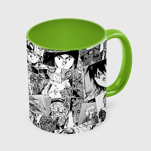 Кружка цветная Дорохэдоро pattern / 3D-Белый + светло-зеленый – фото 1