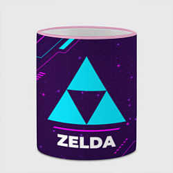 Кружка 3D Символ Zelda в неоновых цветах на темном фоне, цвет: 3D-розовый кант — фото 2