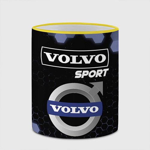 Кружка цветная VOLVO Sport Соты / 3D-Желтый кант – фото 2