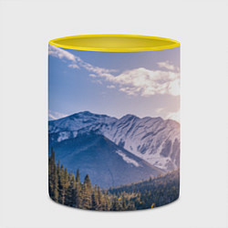 Кружка 3D Горы Лес Солнце, цвет: 3D-белый + желтый — фото 2