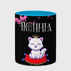 Кружка 3D Полина КОШКА Милитари, цвет: 3D-белый + небесно-голубой — фото 2