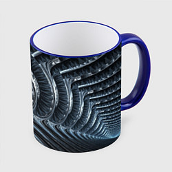 Кружка 3D Фрактальный абстрактный паттерн Броня Fractal Abst, цвет: 3D-синий кант