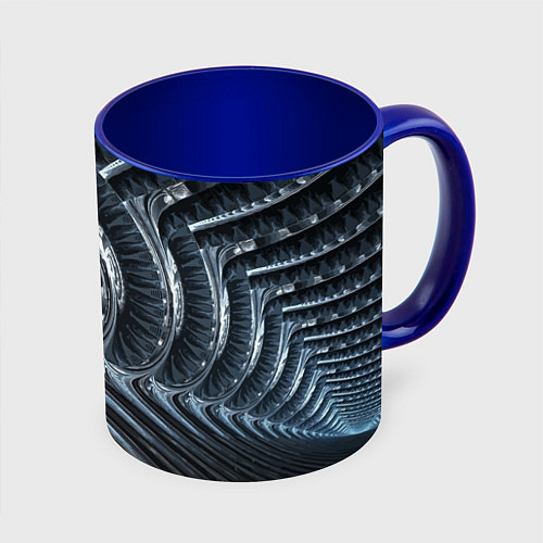 Кружка цветная Фрактальный абстрактный паттерн Броня Fractal Abst / 3D-Белый + синий – фото 1