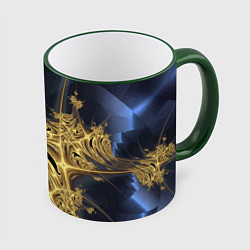 Кружка 3D Фрактальная футуристическая композиция Абстракция, цвет: 3D-зеленый кант