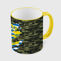 Кружка 3D КАМУФЛЯЖ ВДВ РАЗРЫВ, цвет: 3D-желтый кант